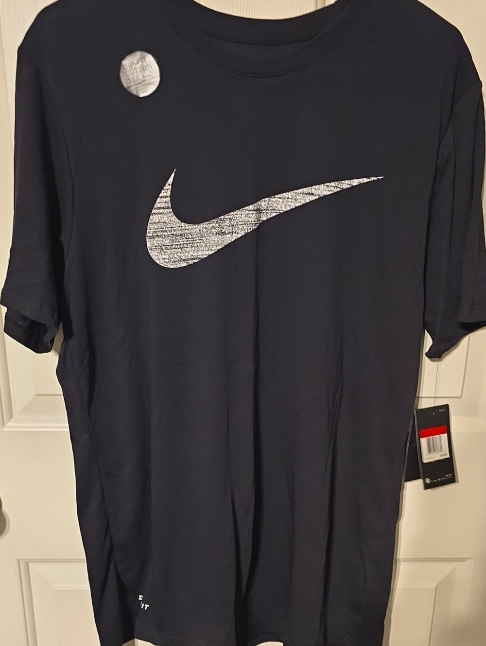 Nike Black Short Sleeve Tee with Distressed White Swoosh